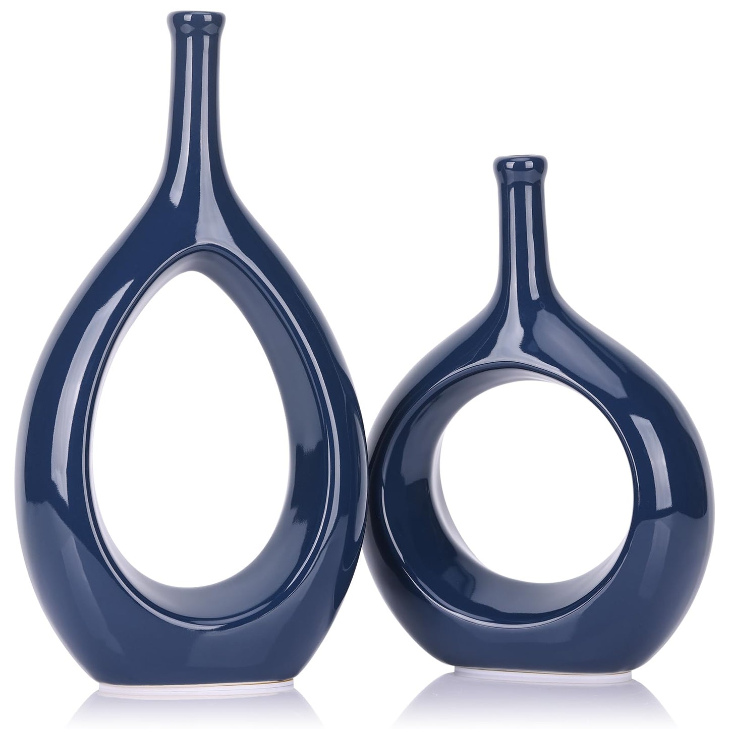 Orange Ceramic Vase Set of 2 for Modern Decor