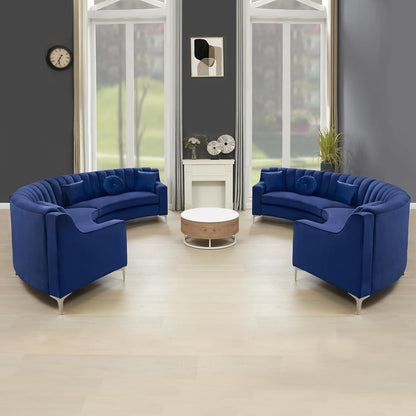 Curved Velvet Modular Sectional Sofa with Deep Seat