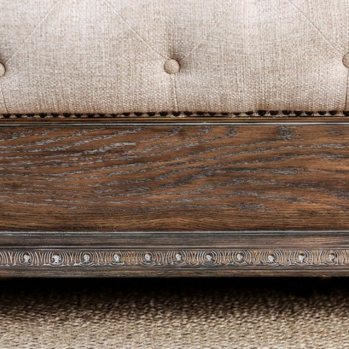 Upholstered Sleigh Bed with Button-Tufted Headboard