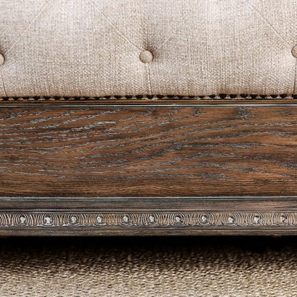 Upholstered Sleigh Bed with Button-Tufted Headboard