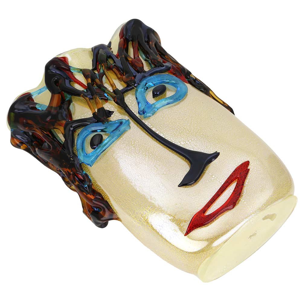 Murano Picasso Head Glass Vase, 15-Inch Hand Blown