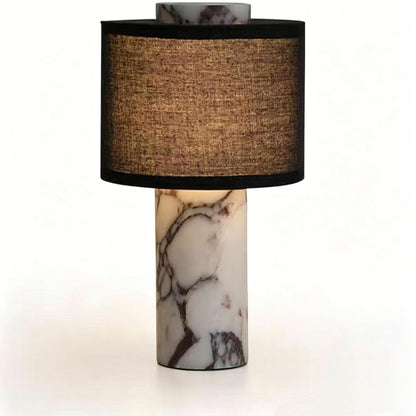 Marble Cordless Touch Table Lamp with Linen Shade