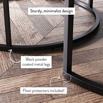 Round Nesting Coffee Table Set with Metal Frame