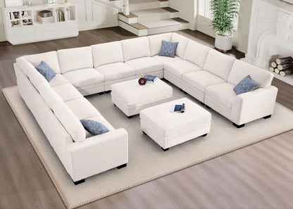 Oversized Modular Sectional Sofa with Ottoman