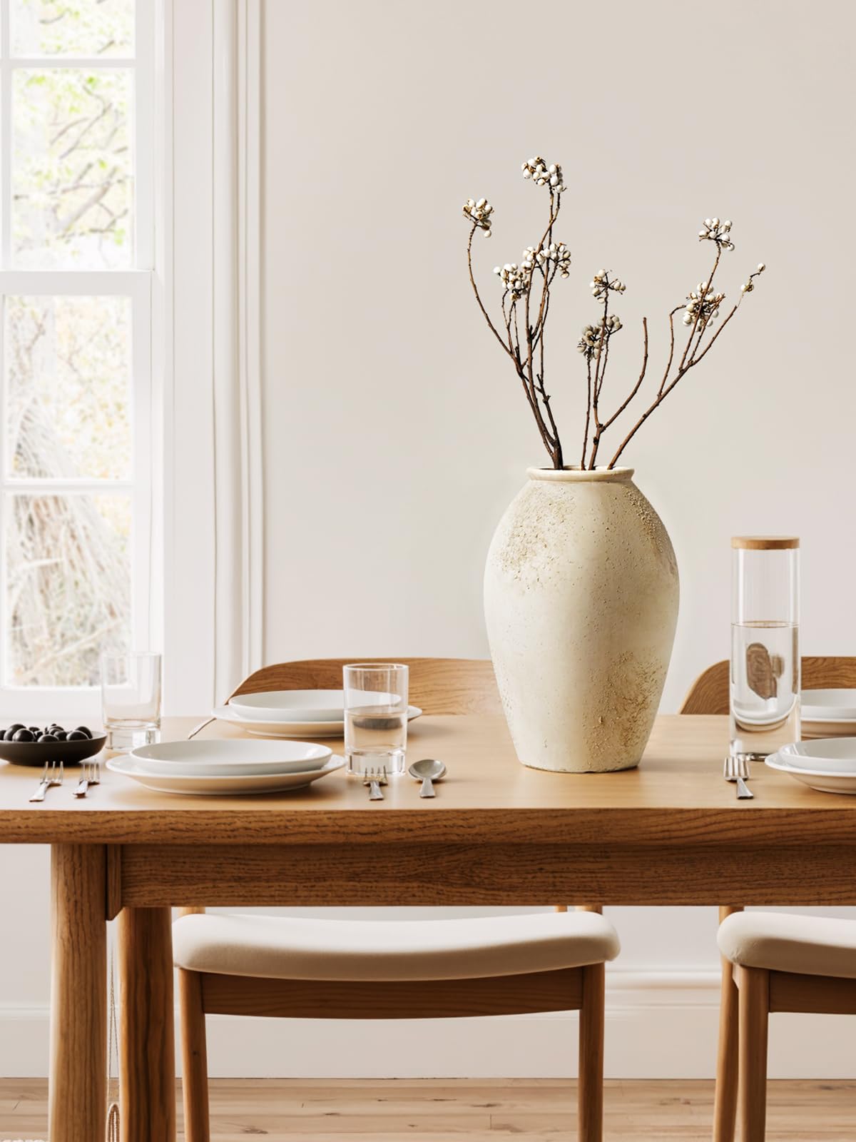 Wabi Sabi Rustic Ceramic Floor Vase in Greige