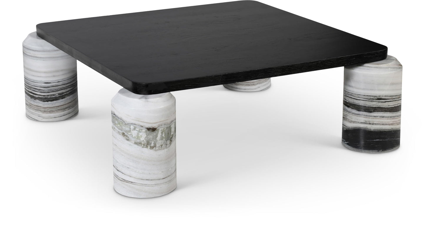 Art Deco Marble Coffee Table with Solid Oak Top