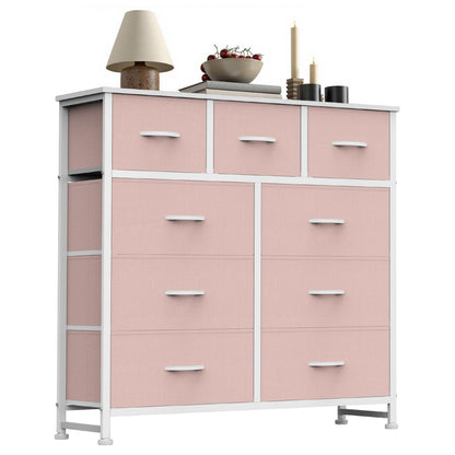 7-Drawer Fabric Dresser with Wood Top and Steel Frame