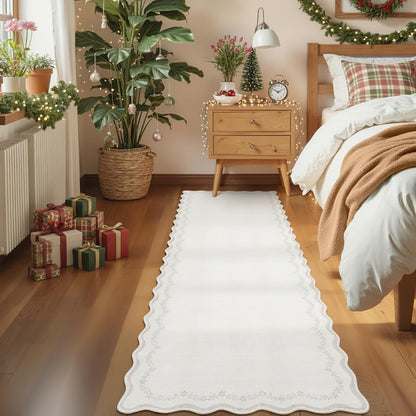 Scalloped Washable Area Rug with Non-Slip Backing