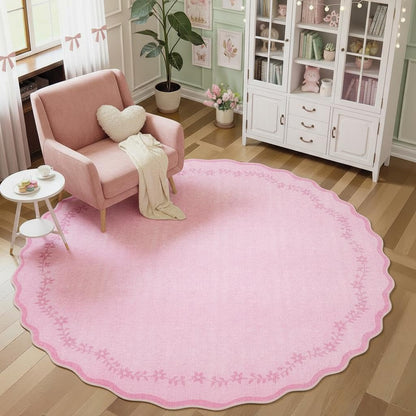 Scalloped Washable Area Rug with Non-Slip Backing