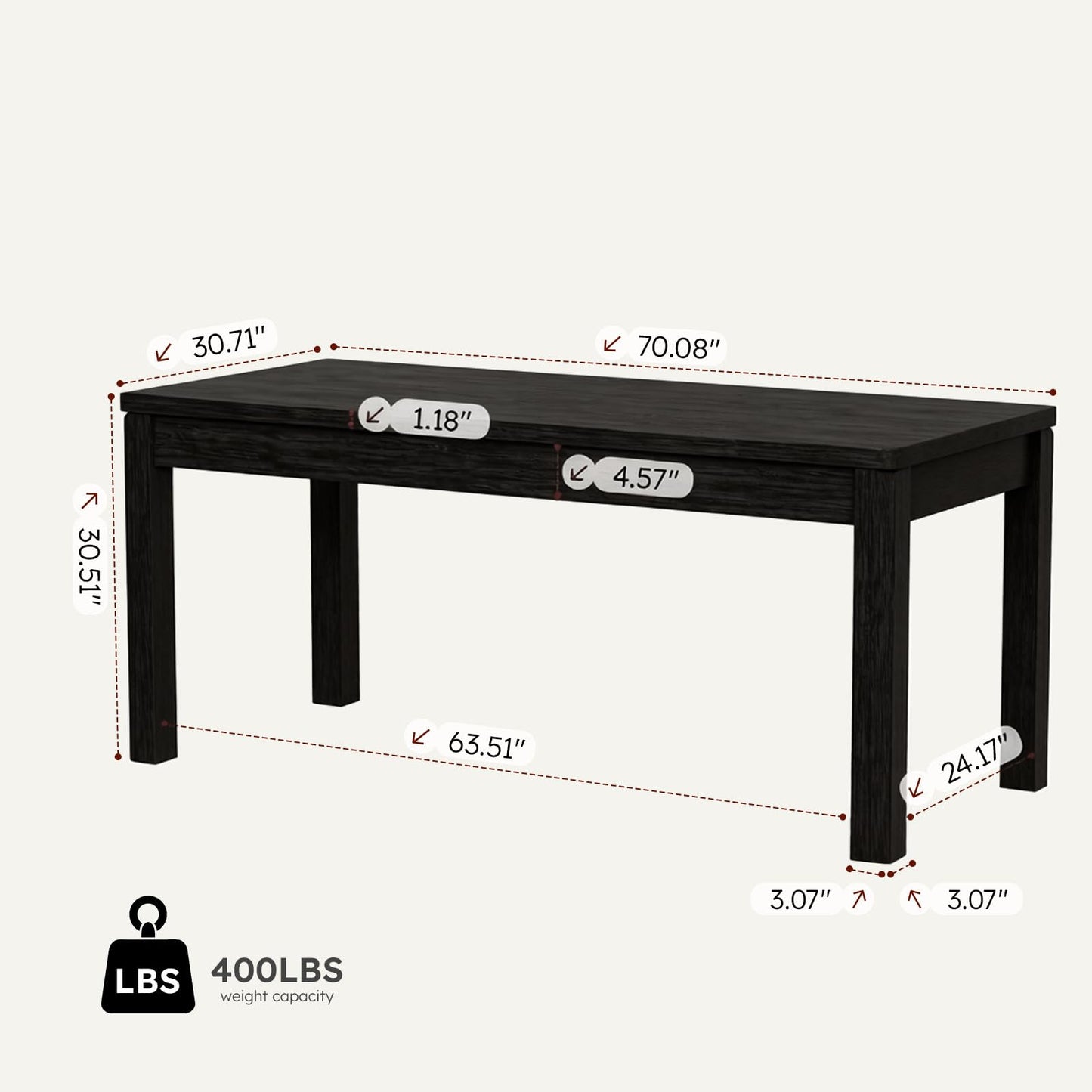 Farmhouse Rectangular Dining Table for Six