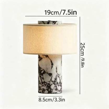 Marble Cordless Touch Table Lamp with Linen Shade