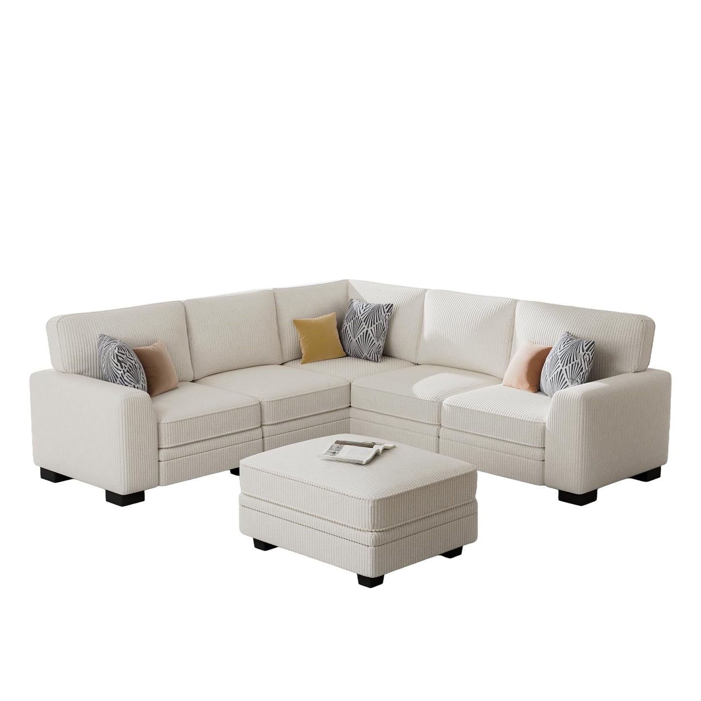 Oversized Modular Sectional Sofa with Ottoman