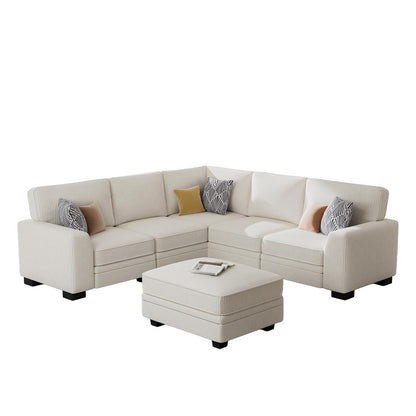 Oversized Modular Sectional Sofa with Ottoman