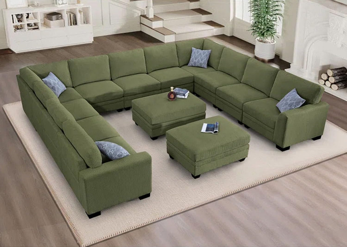 Oversized Modular Sectional Sofa with Ottoman