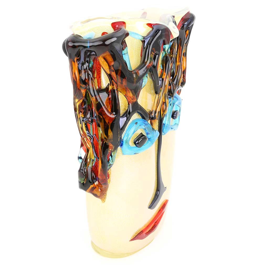Murano Picasso Head Glass Vase, 15-Inch Hand Blown
