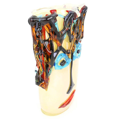 Murano Picasso Head Glass Vase, 15-Inch Hand Blown