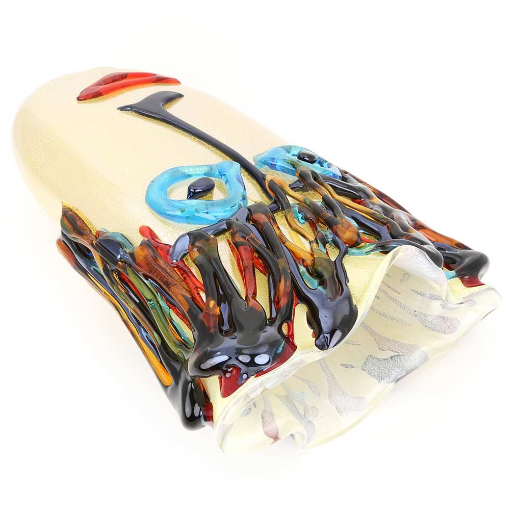 Murano Picasso Head Glass Vase, 15-Inch Hand Blown