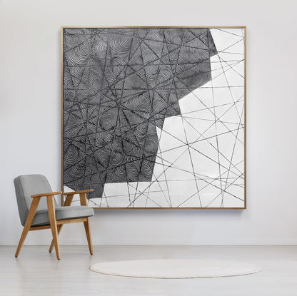 Oversized Blue & White Canvas Wall Art Painting