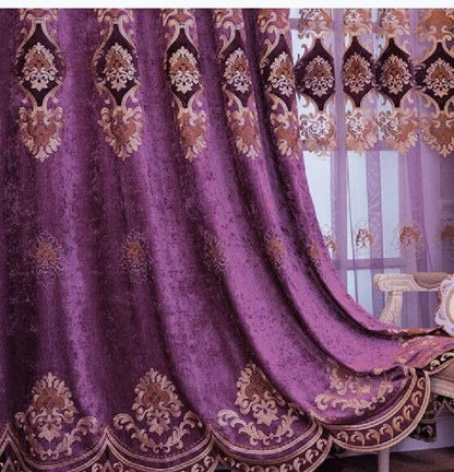 Luxury Embroidered Chenille Curtains with Pleats