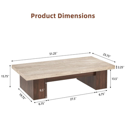 Large Rectangular Coffee Table with Spacious Top