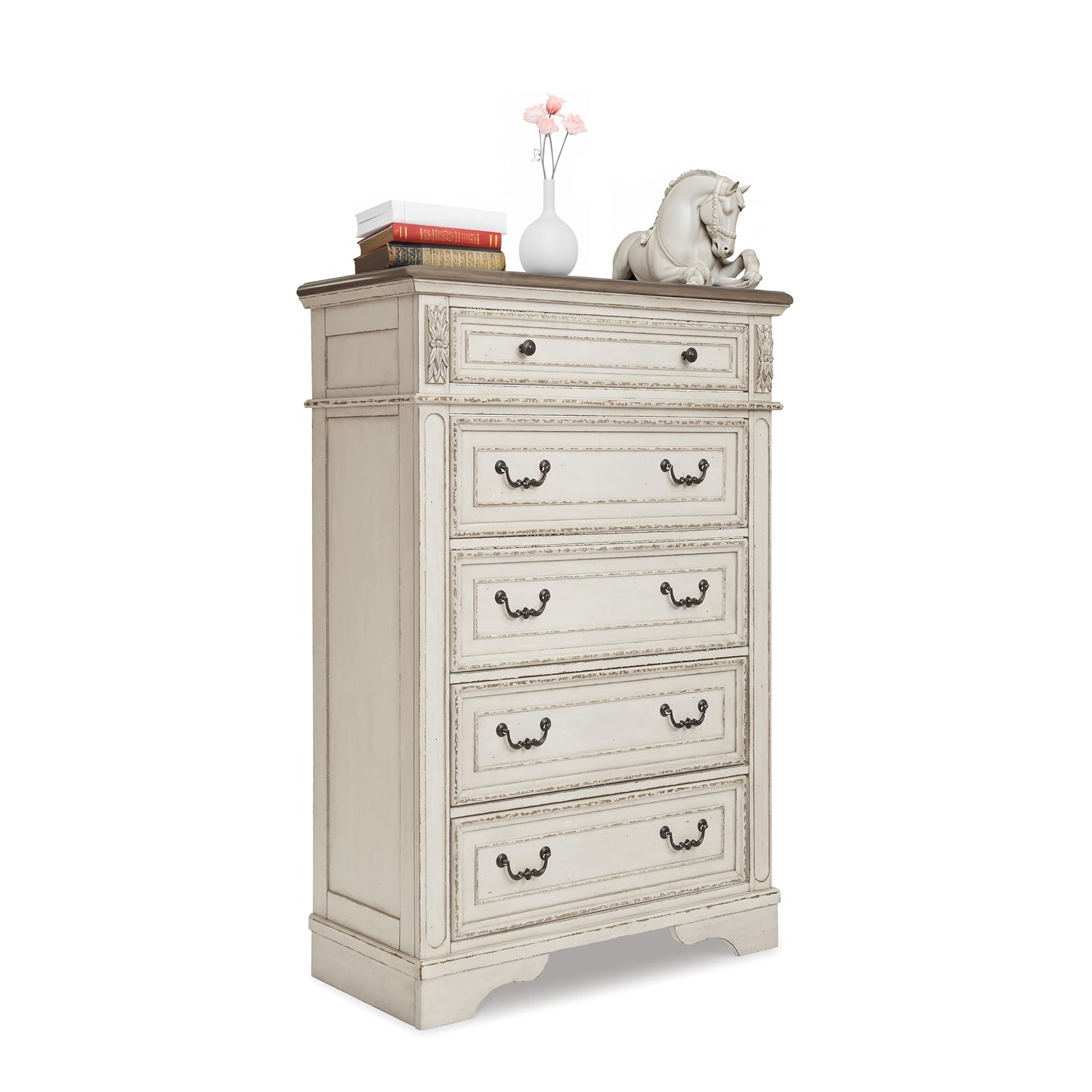 Realyn Vintage 5-Drawer Chest with Elegant Detailing