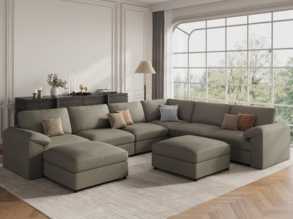 Faux Leather Modular Sectional Sofa for Large Spaces