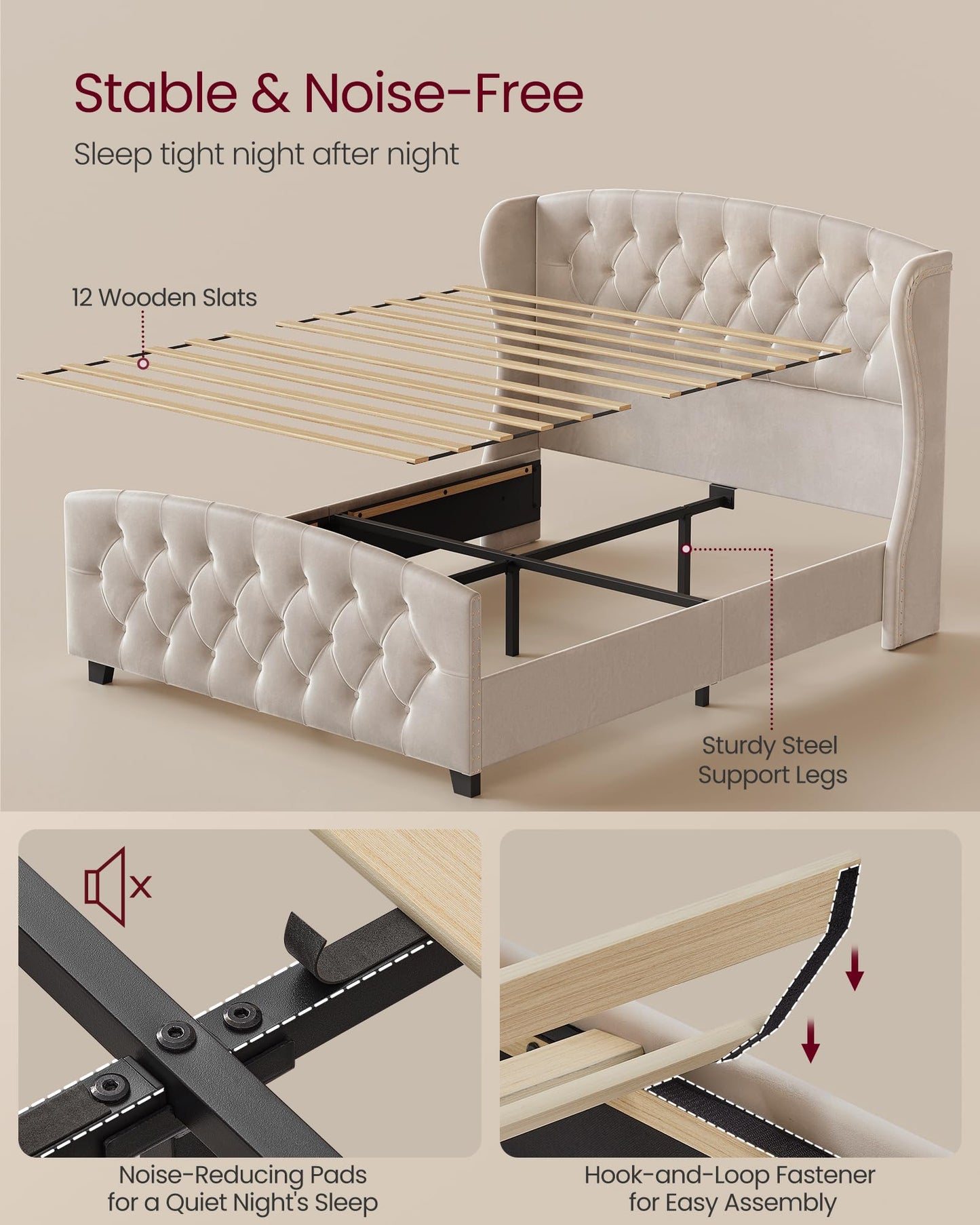 Upholstered Platform Bed with Tall Headboard