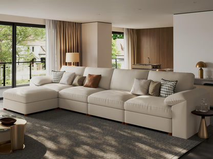 Faux Leather Modular Sectional Sofa for Large Spaces