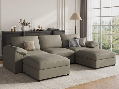 Faux Leather Modular Sectional Sofa for Large Spaces