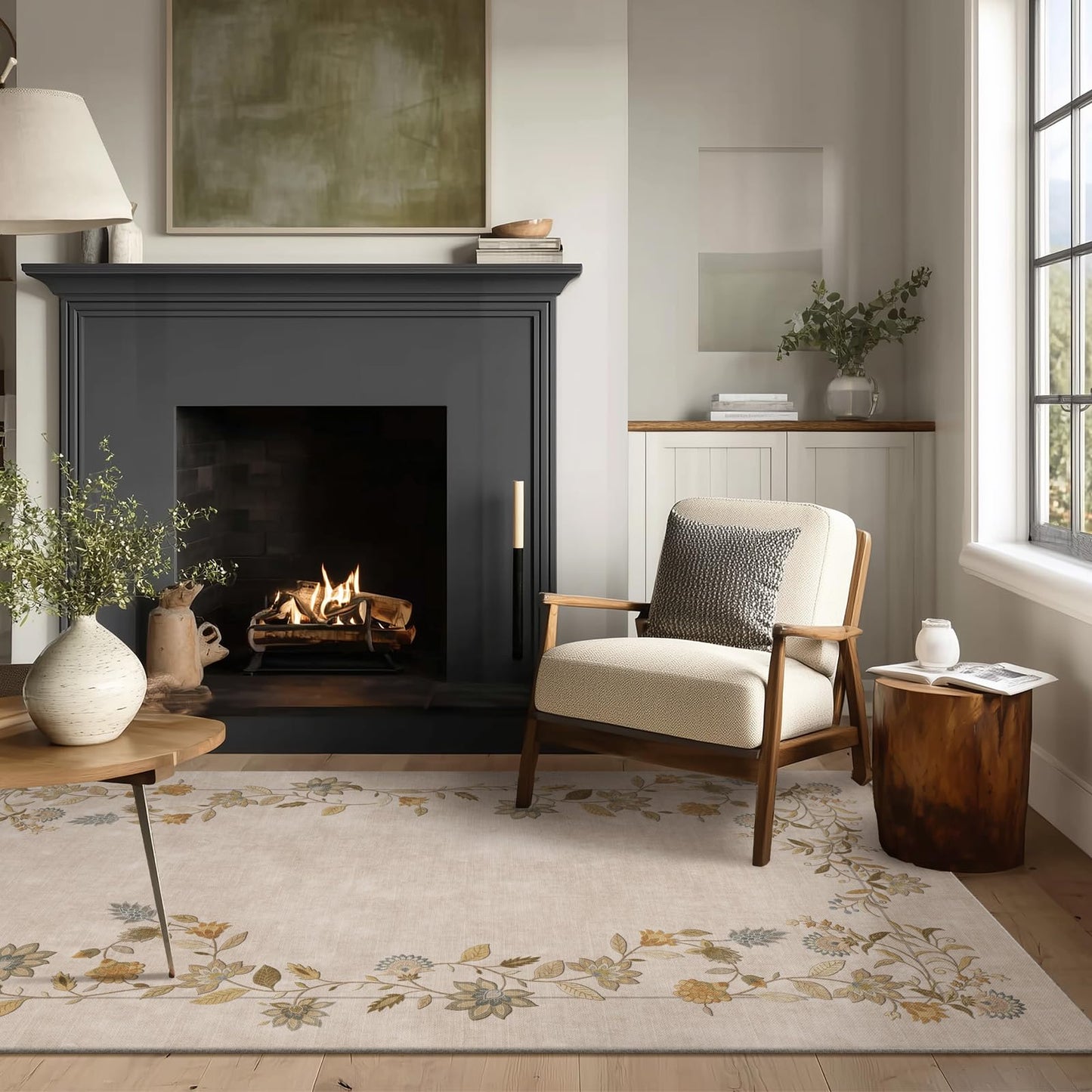 Washable Vintage Runner Rug with Non-Slip Backing