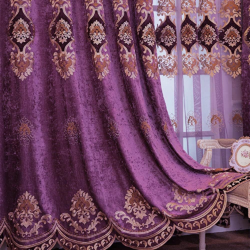 Luxury Embroidered Chenille Curtains with Pleats