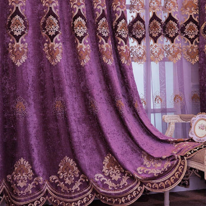 Luxury Embroidered Chenille Curtains with Pleats