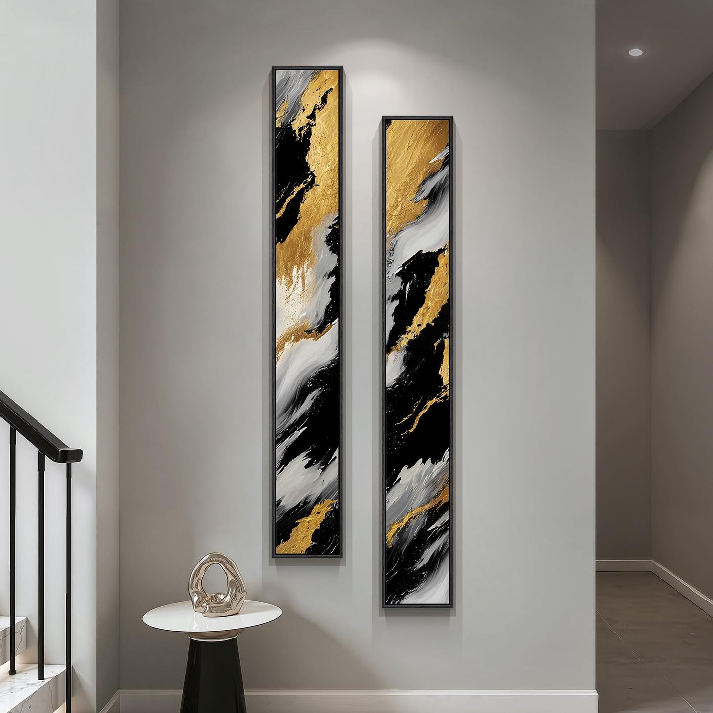 Vertical Abstract Framed Canvas Wall Art Set of 2