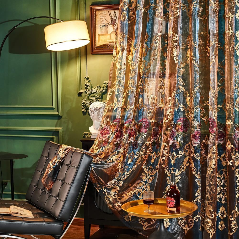 Luxury Embroidered Curtains with Floral Detailing