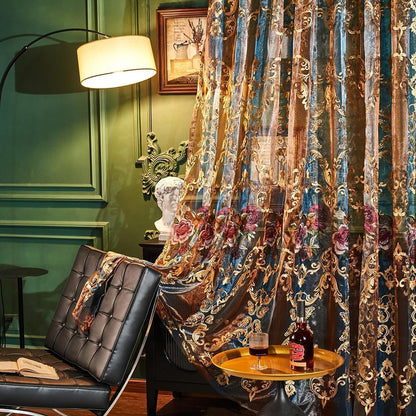 Luxury Embroidered Curtains with Floral Detailing