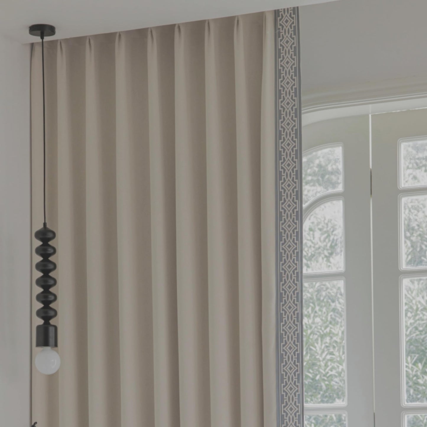 Embroidered Blackout Curtains with Pinch Pleats