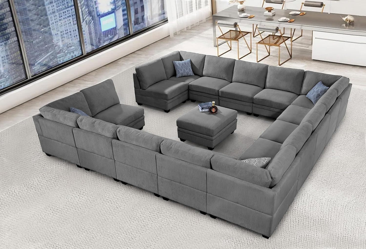 Oversized Modular Sectional Sofa with Ottoman