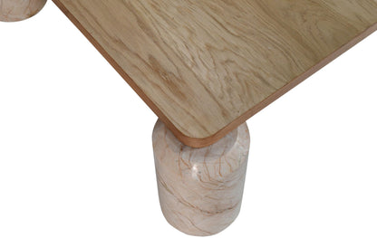 Art Deco Marble Coffee Table with Solid Oak Top