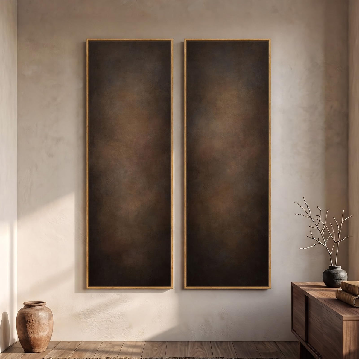 Vertical Abstract Framed Canvas Wall Art Set of 2
