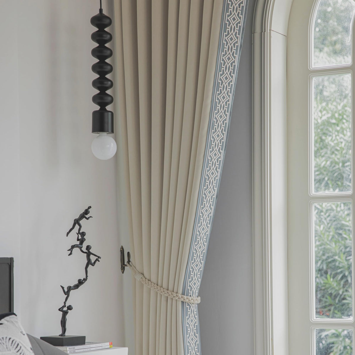 Embroidered Blackout Curtains with Pinch Pleats