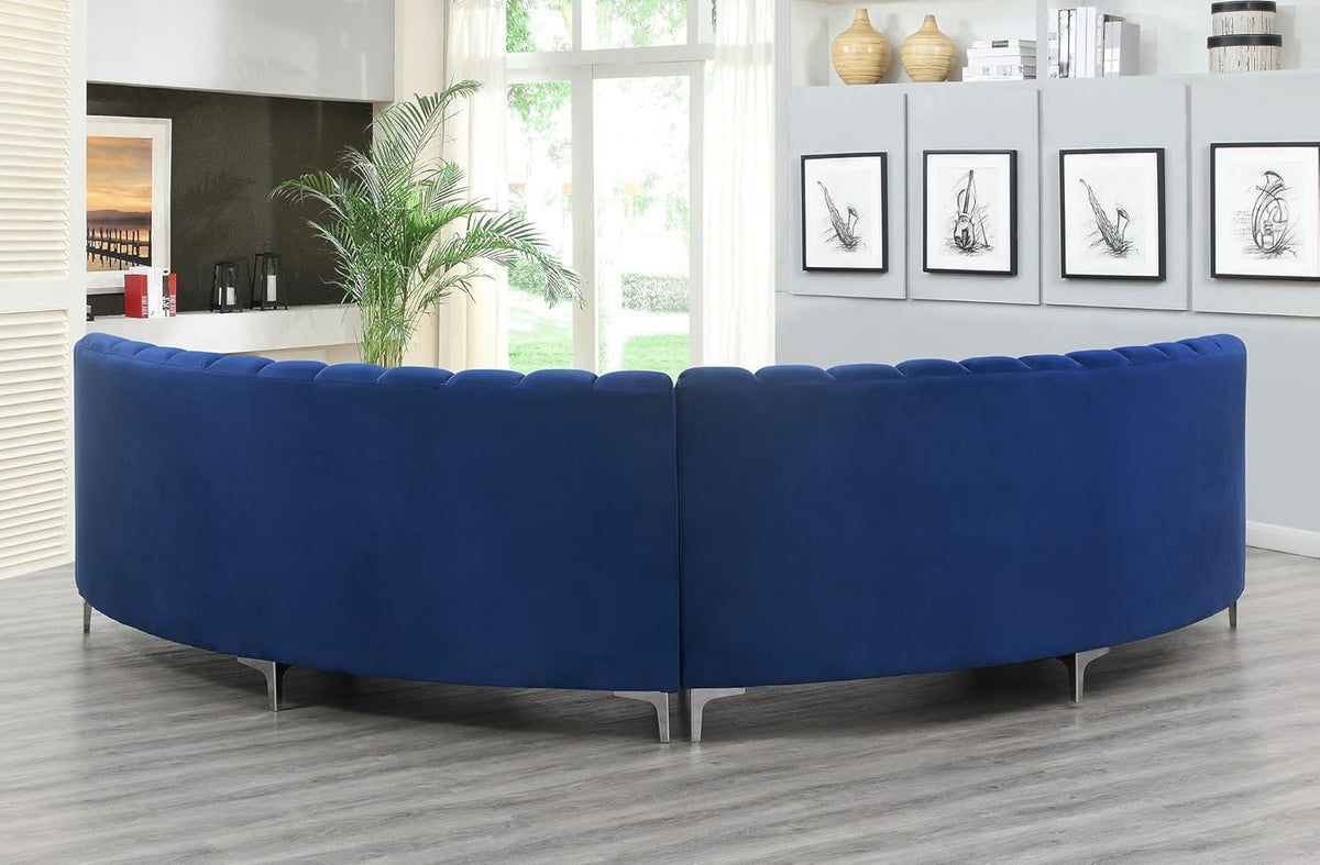 Curved Velvet Modular Sectional Sofa with Deep Seat