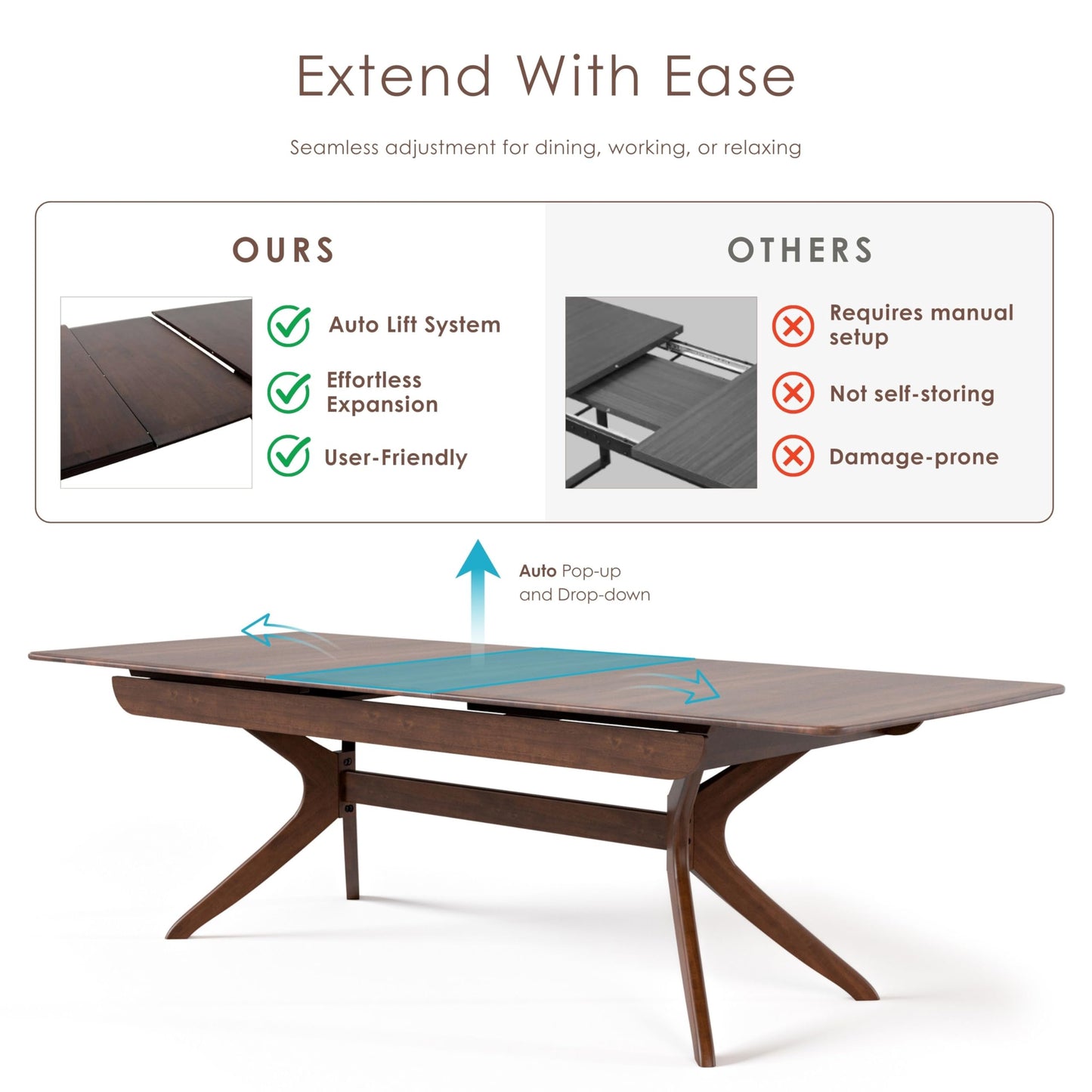 Live Edge Expandable Dining Set with Walnut Finish