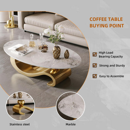 Round Marble Coffee Table with Hidden Storage