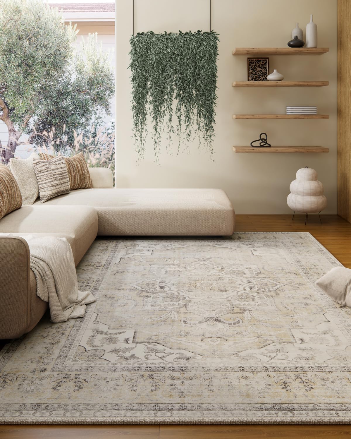 Washable Vintage Runner Rug with Non-Slip Backing