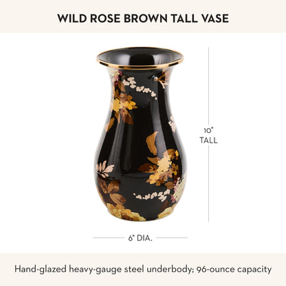 Tall Enamel Decorative Vase with Sculptural Design