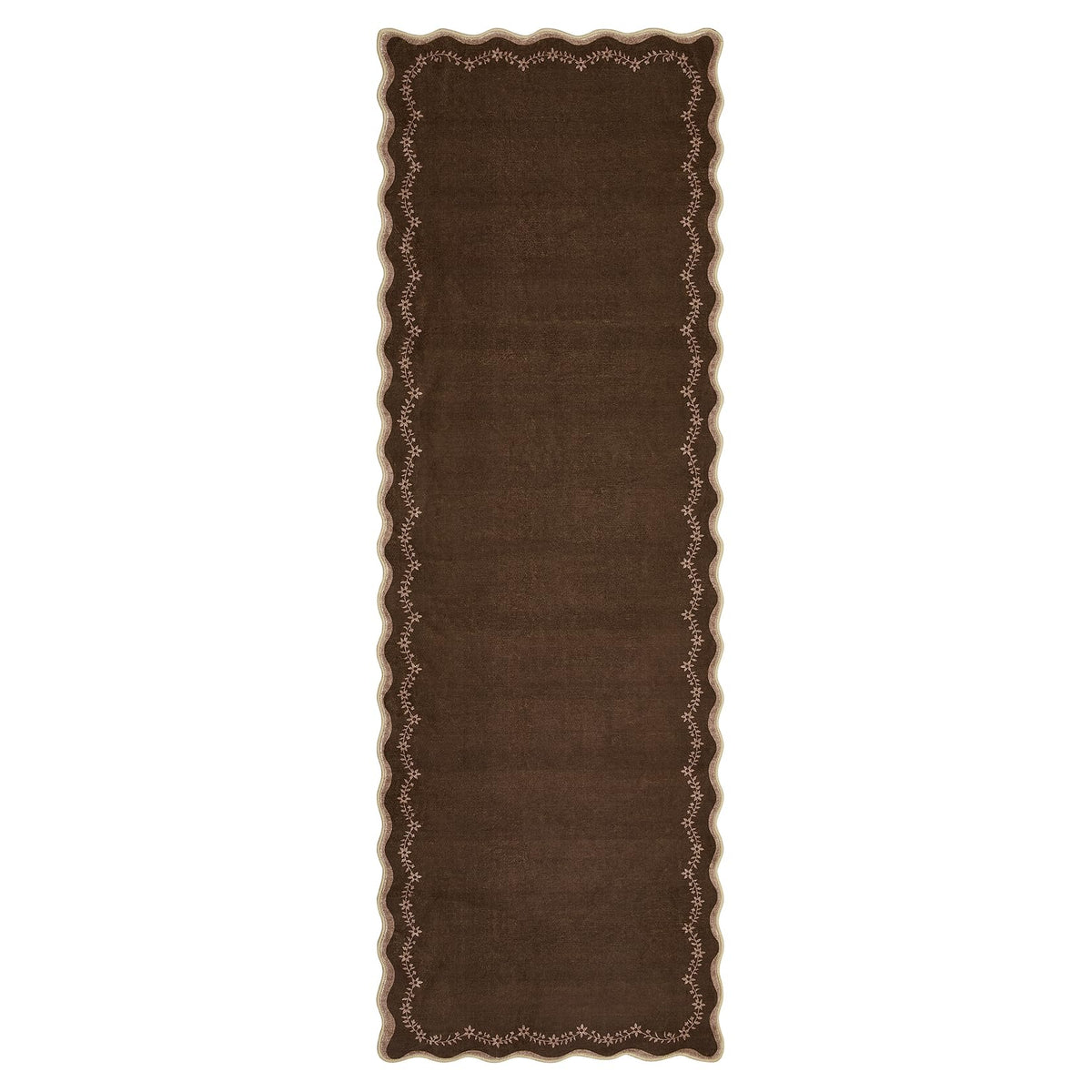 Scalloped Washable Area Rug with Non-Slip Backing