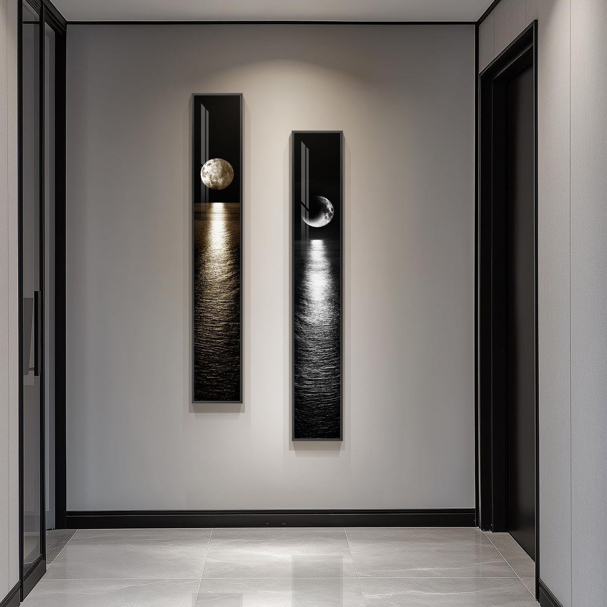 Vertical Abstract Framed Canvas Wall Art Set of 2