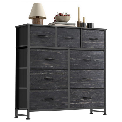 7-Drawer Fabric Dresser with Wood Top and Steel Frame