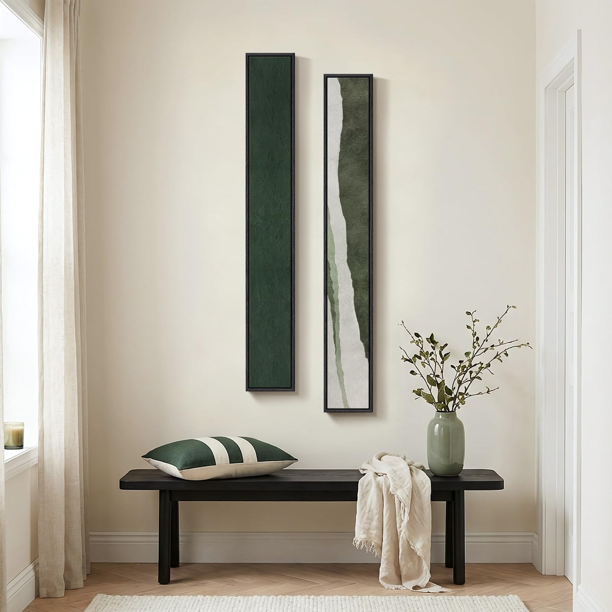 Vertical Abstract Framed Canvas Wall Art Set of 2