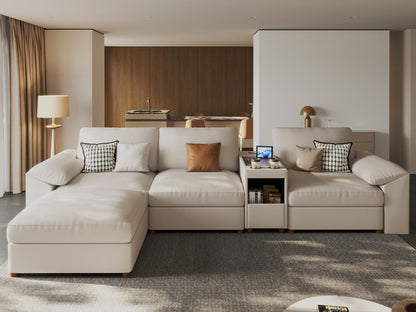 Faux Leather Modular Sectional Sofa for Large Spaces